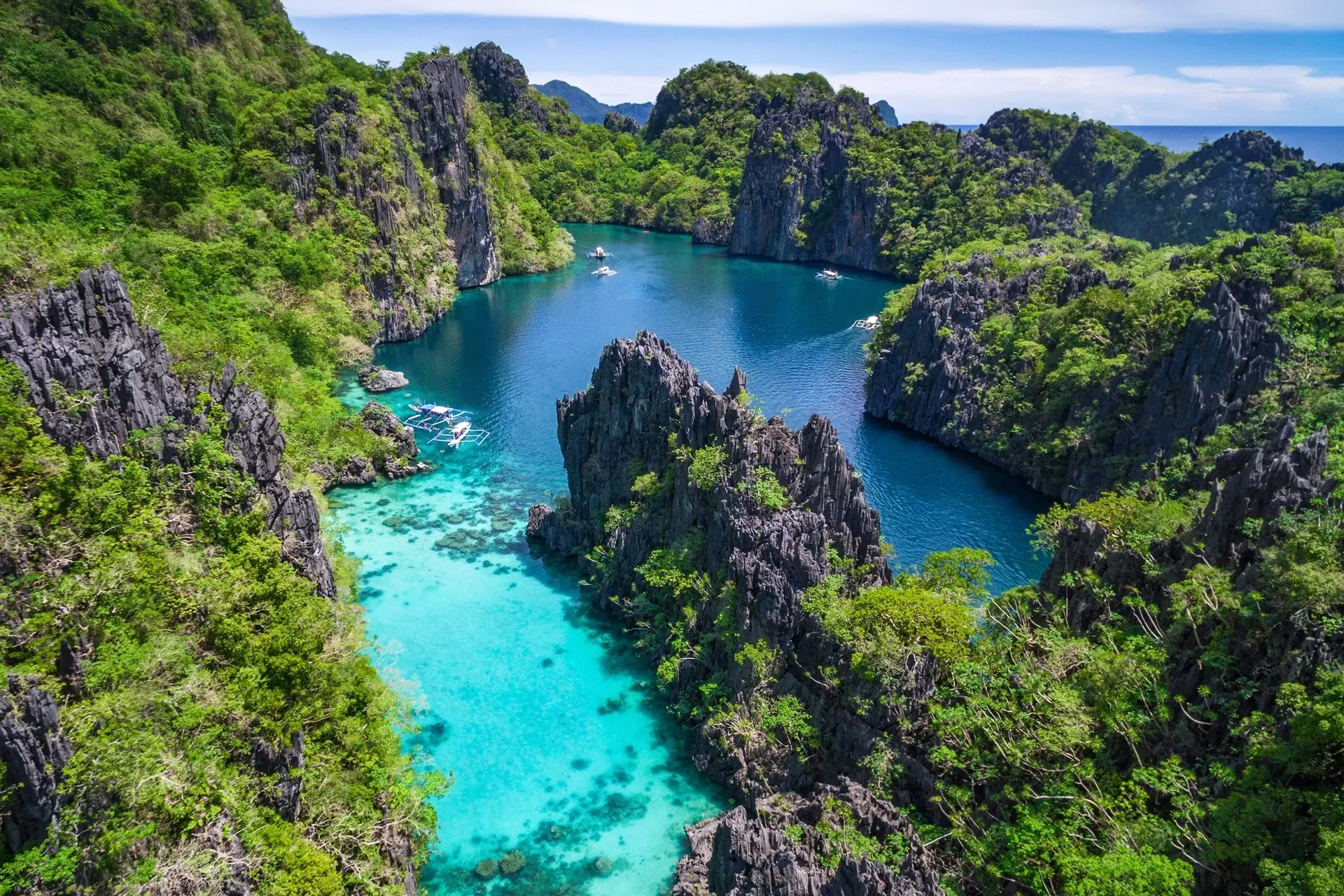Aerial of El Nido in Coron, the Philippines