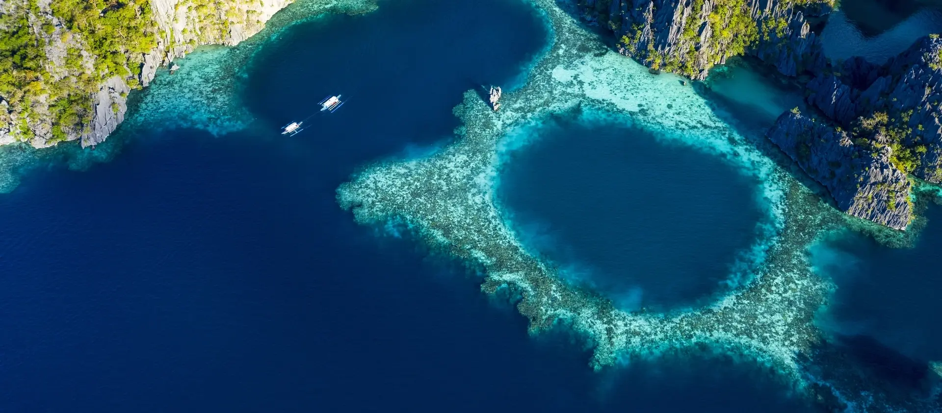 Aerial of Twin Lagoons in Coron, the Philippines