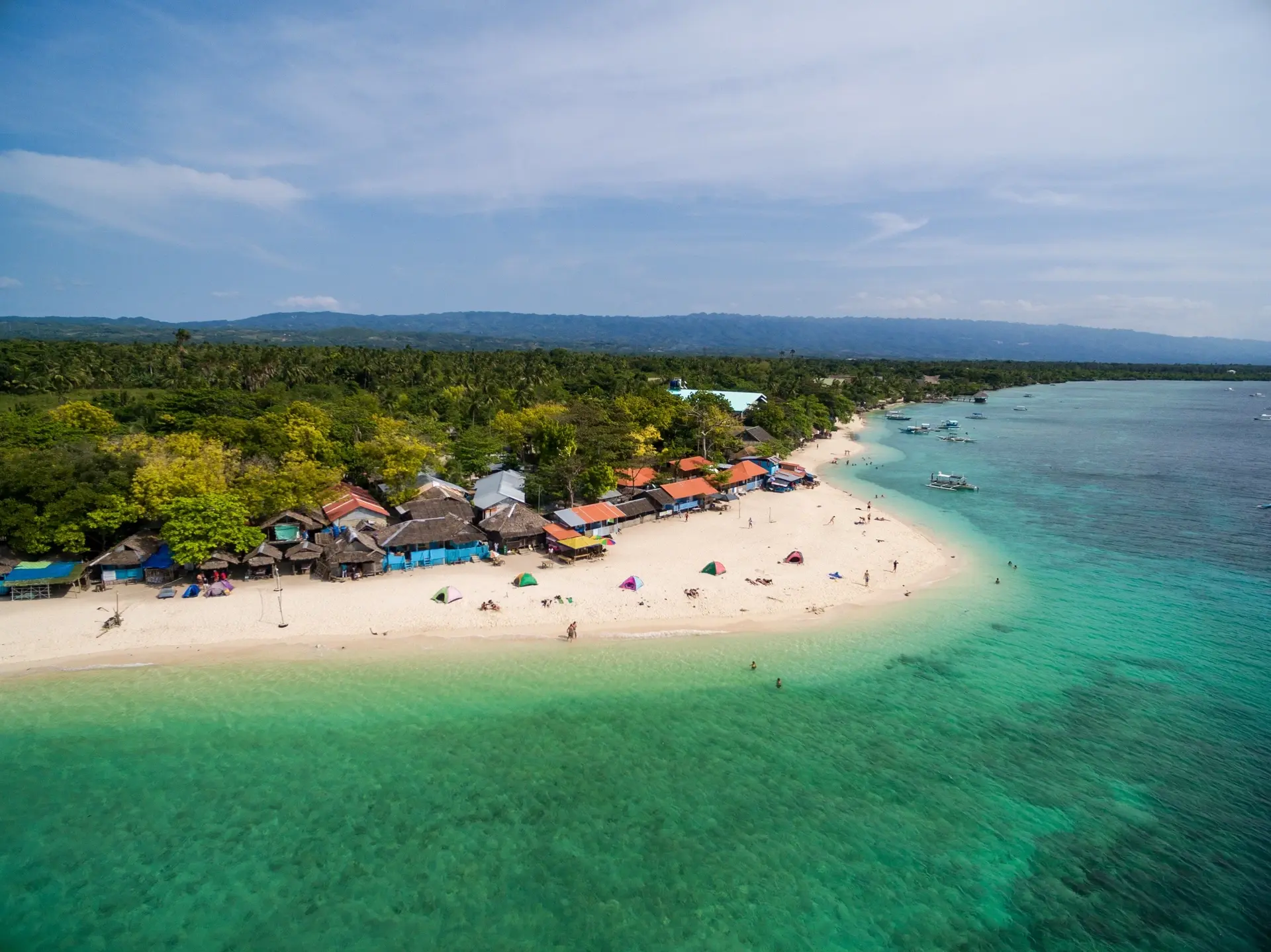 Aerial of the beach at Moalboal in the Philippines