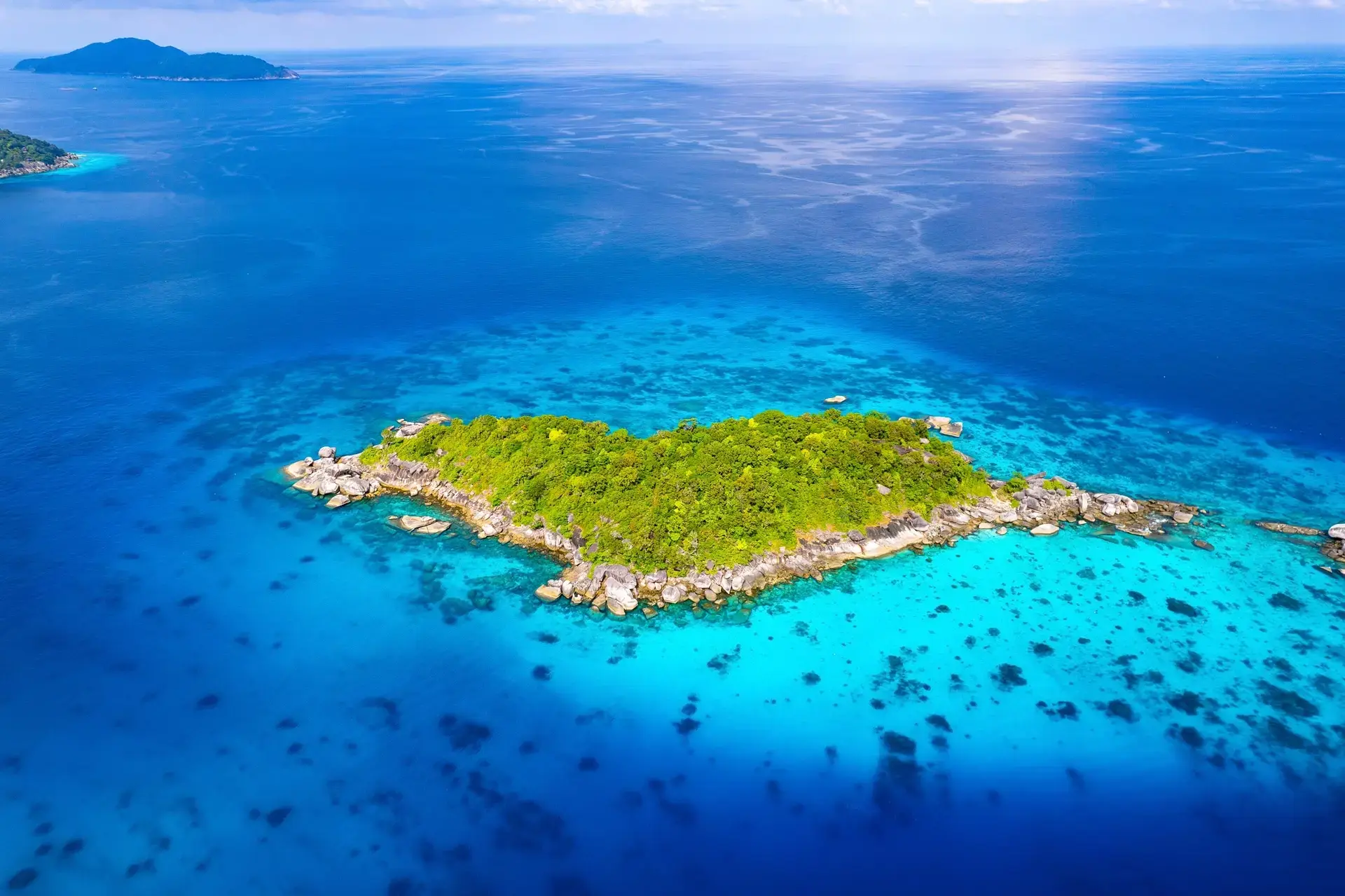 Aerial of the Similan Islands, Thailand