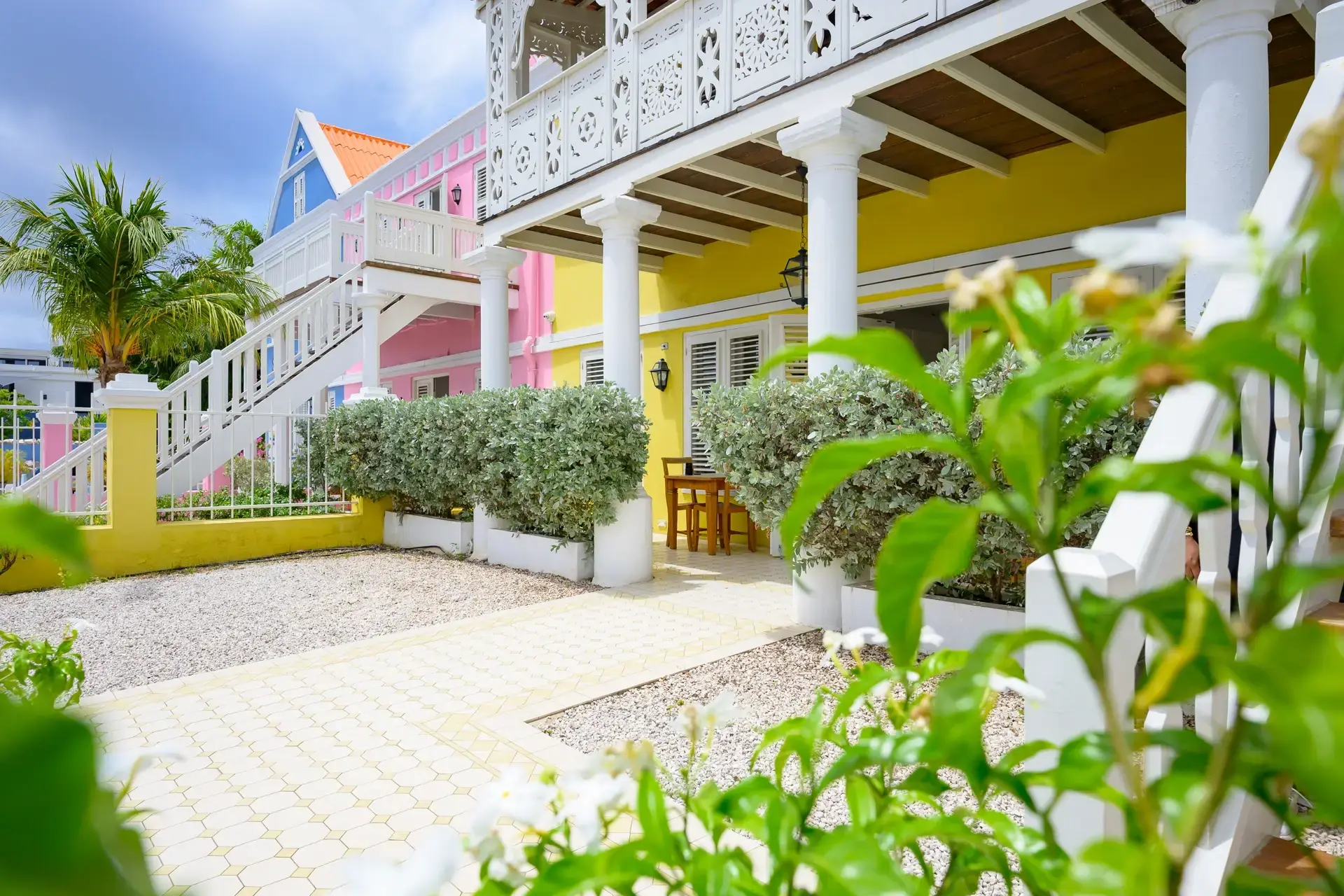 Courtyard at Scuba Lodge Boutique Hotel, Curacao.