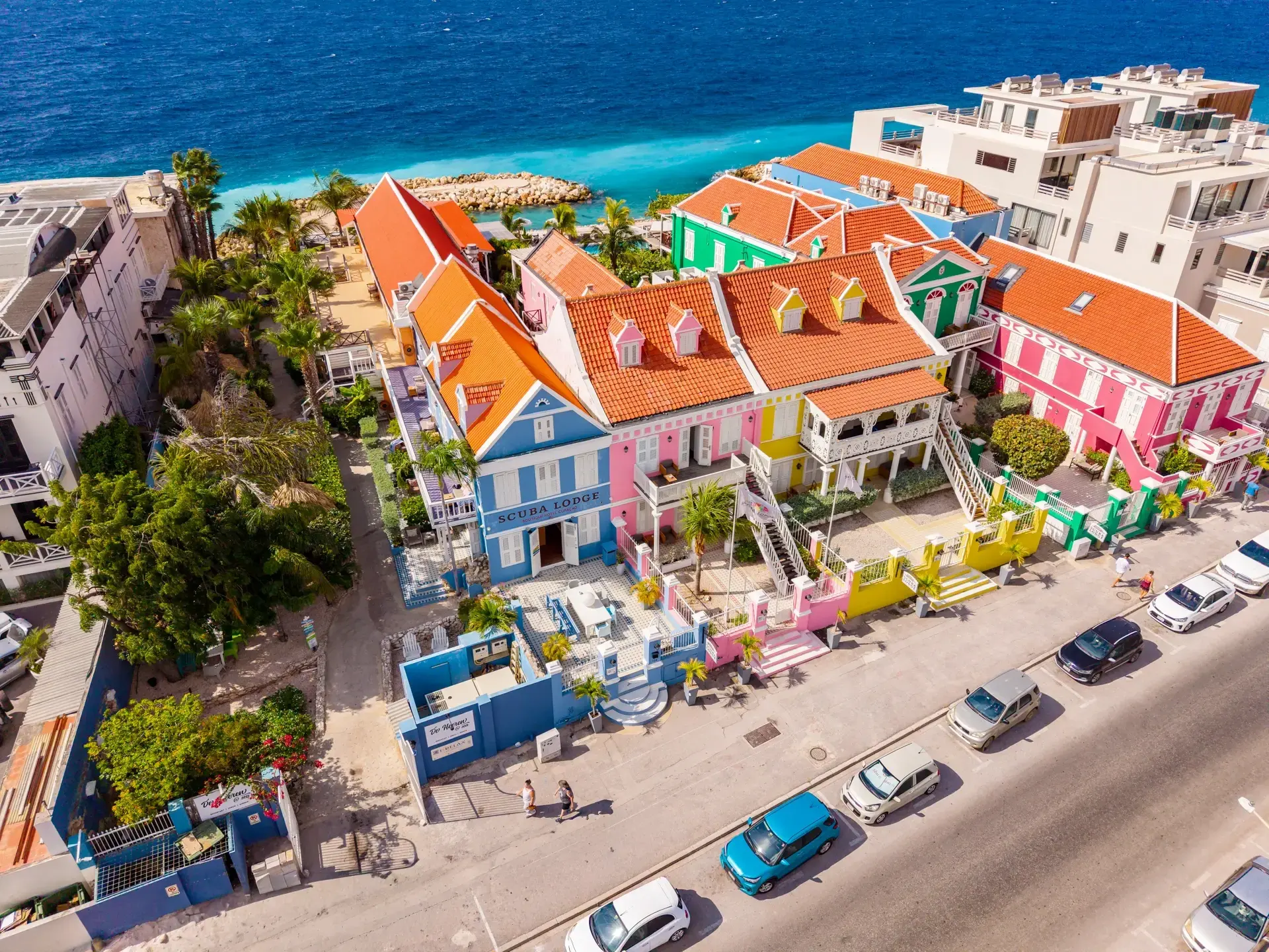 Aerial view of Scuba Lodge Boutique Hotel, Curacao.