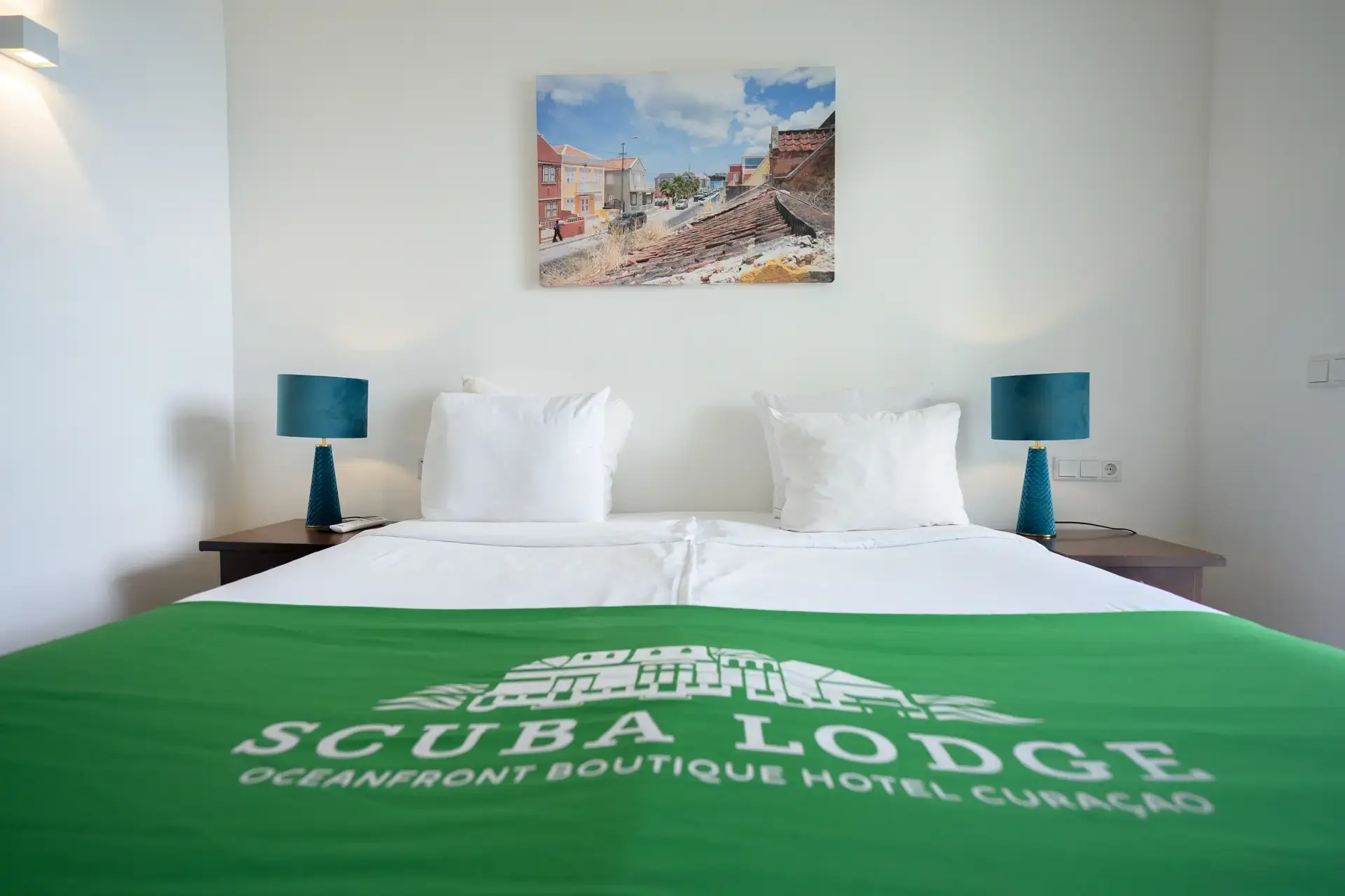 Standard Room double bed at Scuba Lodge Boutique Hotel, Curacao.