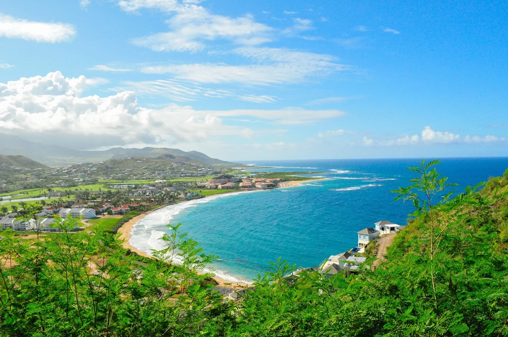 View of the coastline of St Kitts, Caribbean.