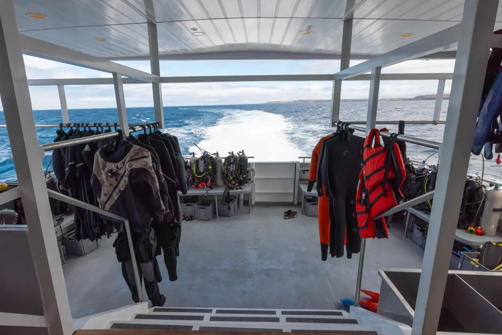Dive deck on Galaxy Diver II, Galapagos Islands