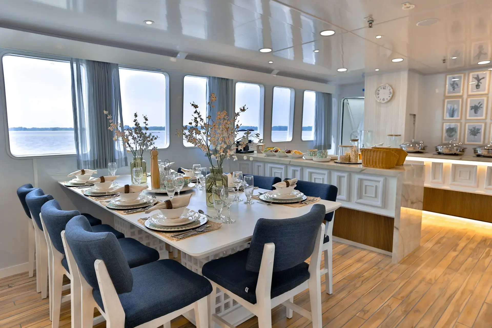 Restaurant area on Galaxy Diver II, Galapagos Islands