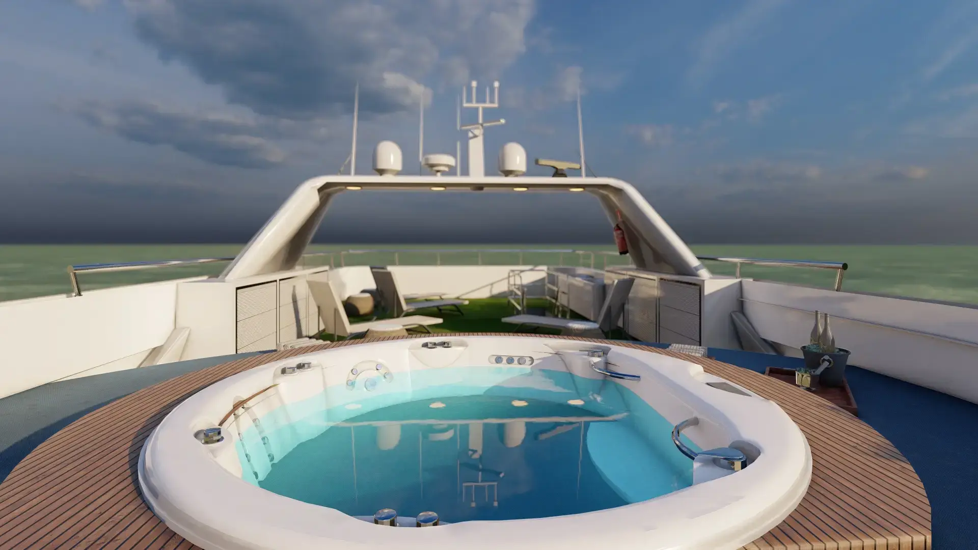 Hot tub on the sun deck, on Galaxy Diver II, Galapagos Islands