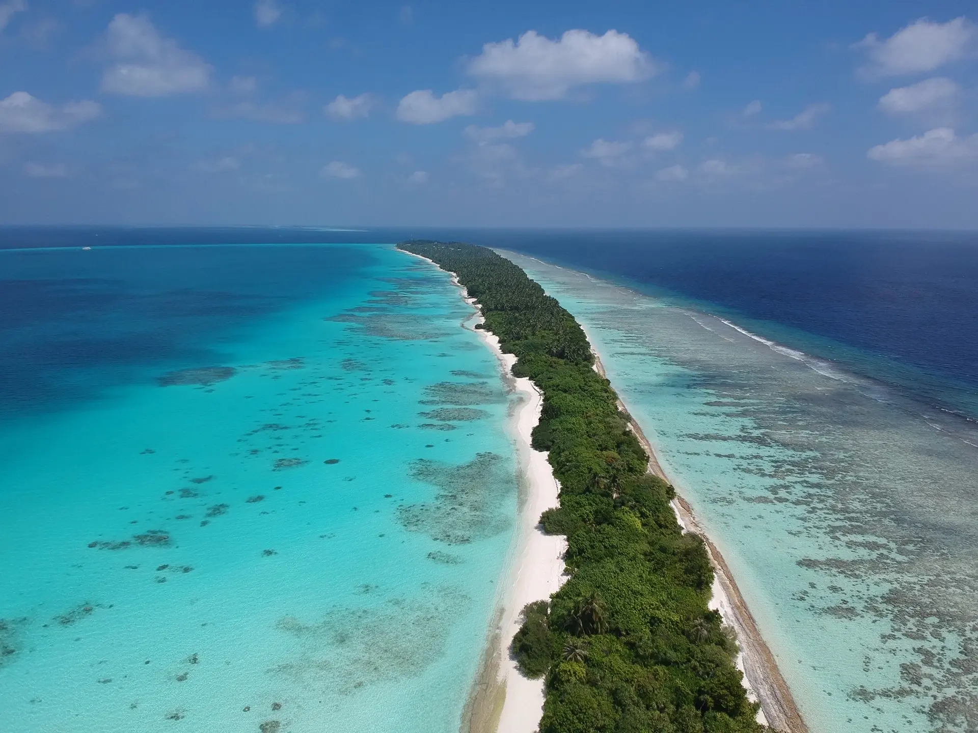 Aerial of Dhigurah Island in the Maldives