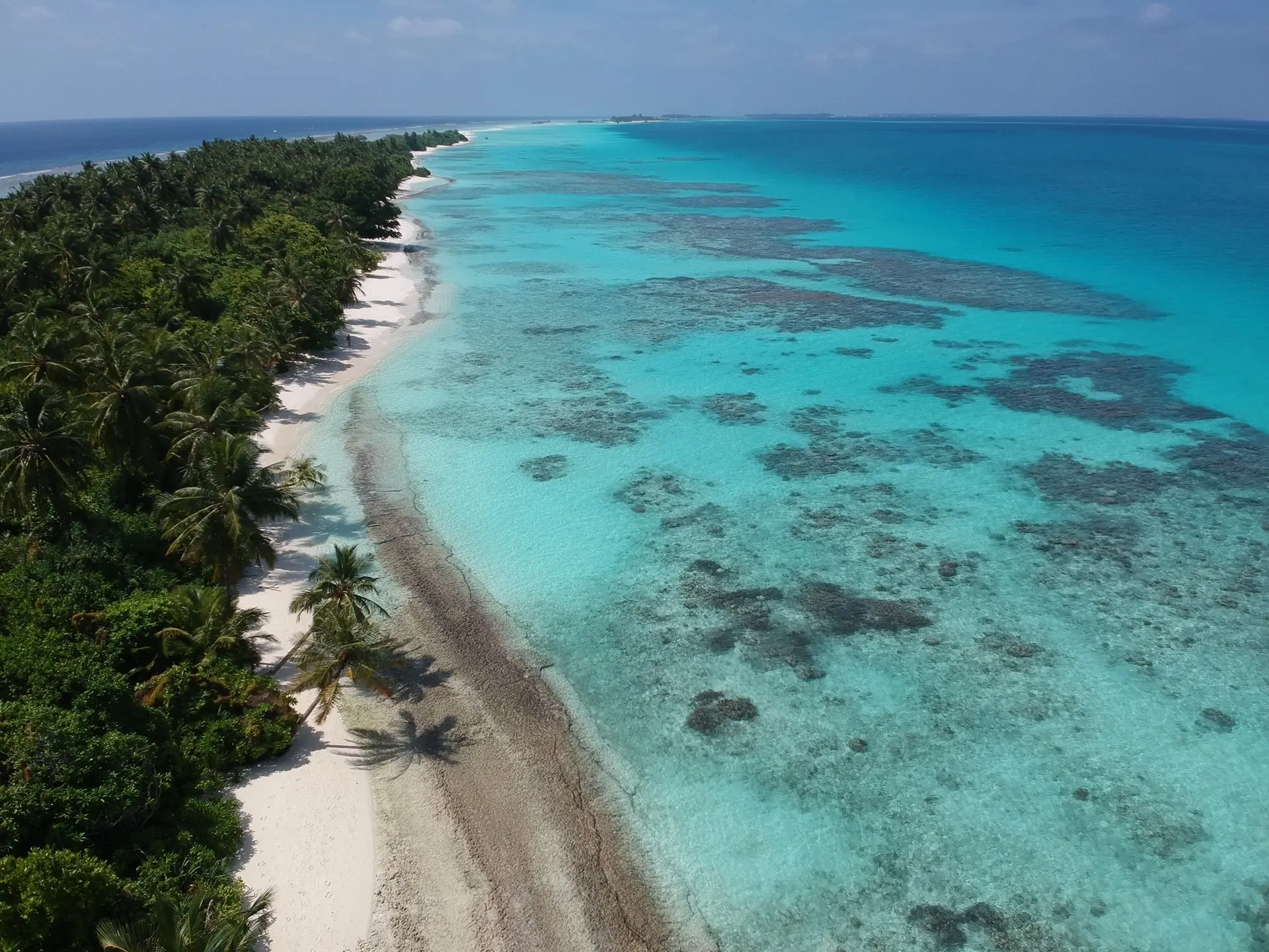 Aerial of Dhigurah Island in the Maldives