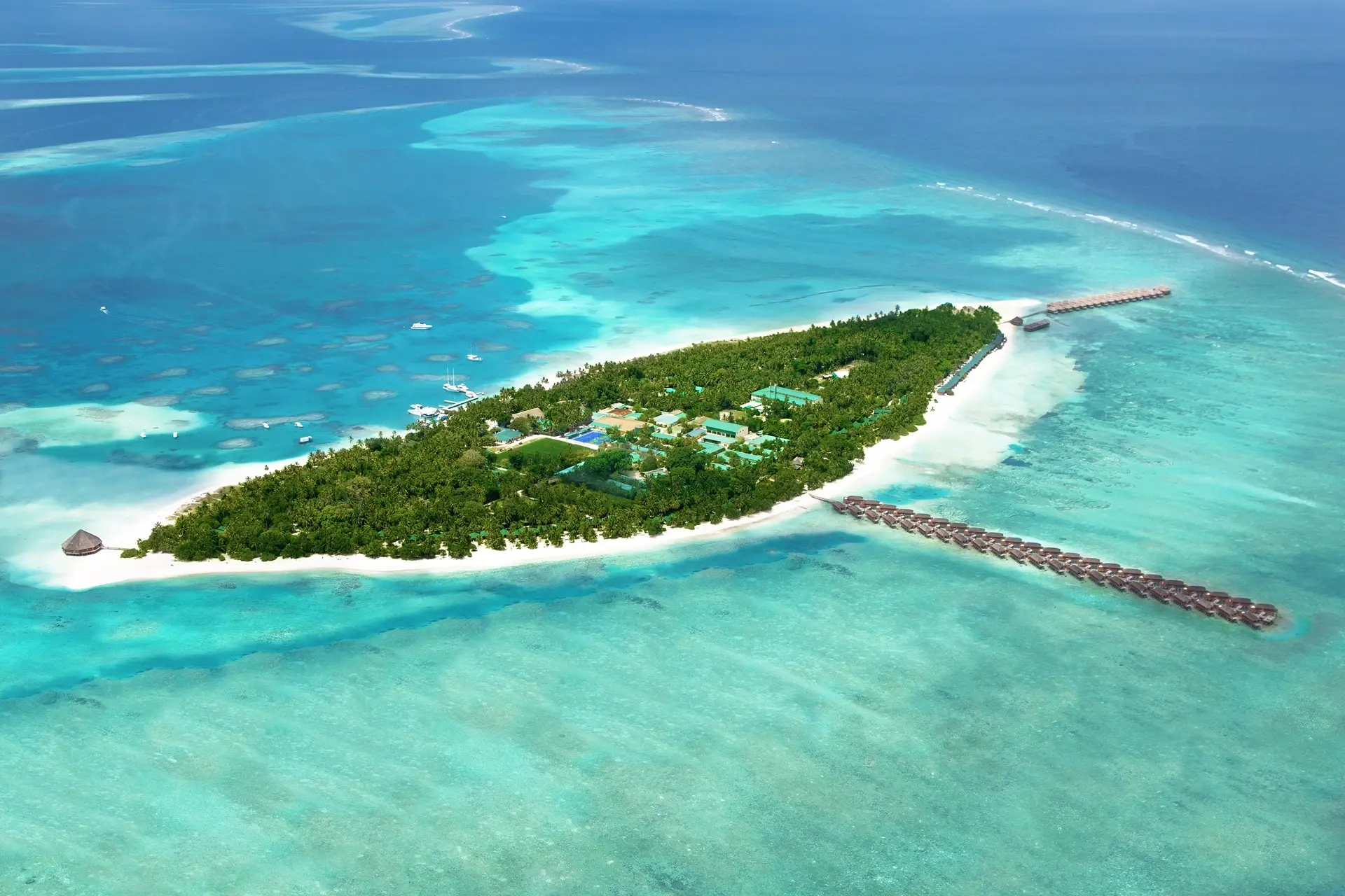 Aerial of Meeru Island in the Maldives