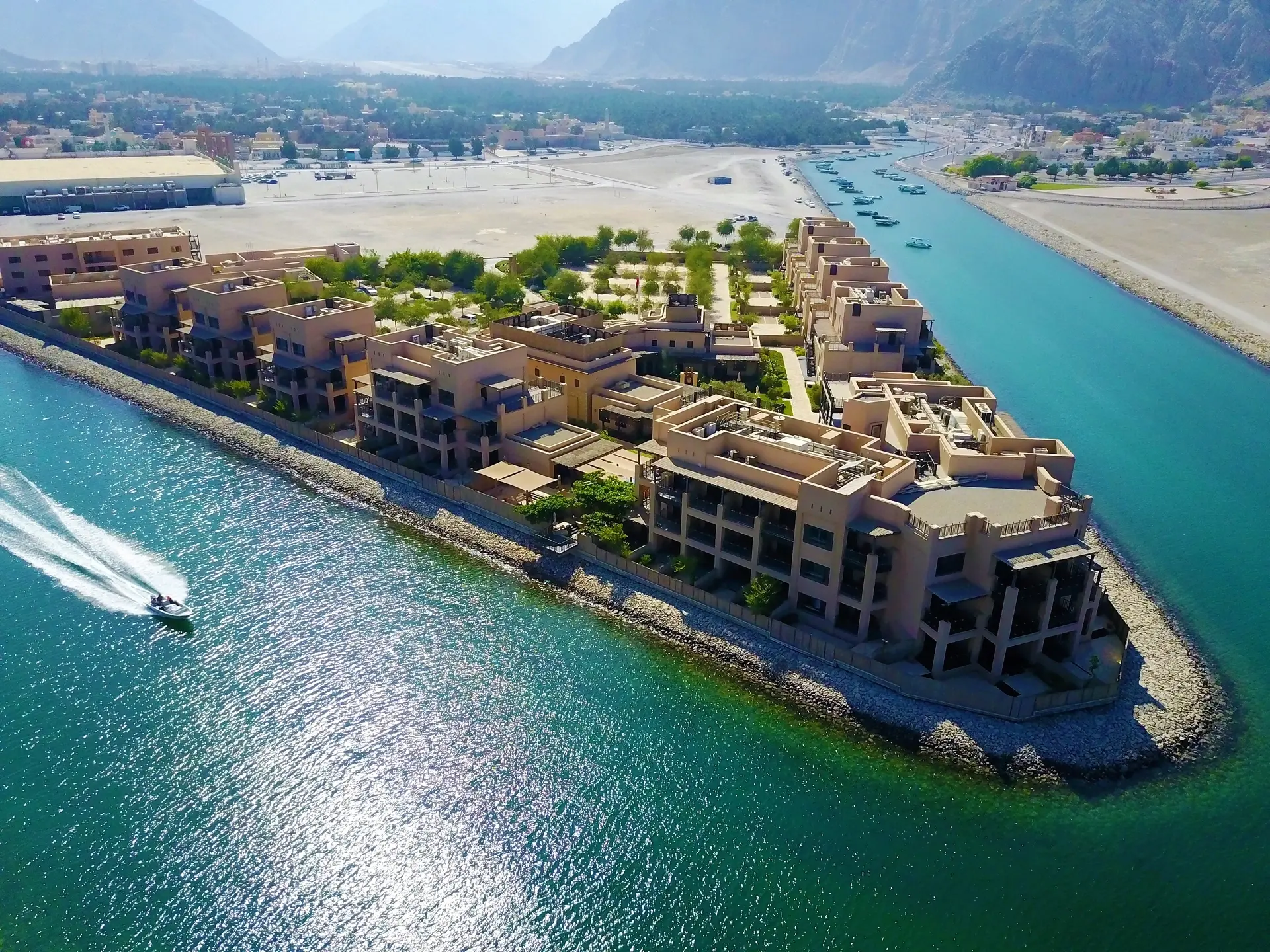 Aerial of Atana Resort in the Musandam Peninsula, Oman