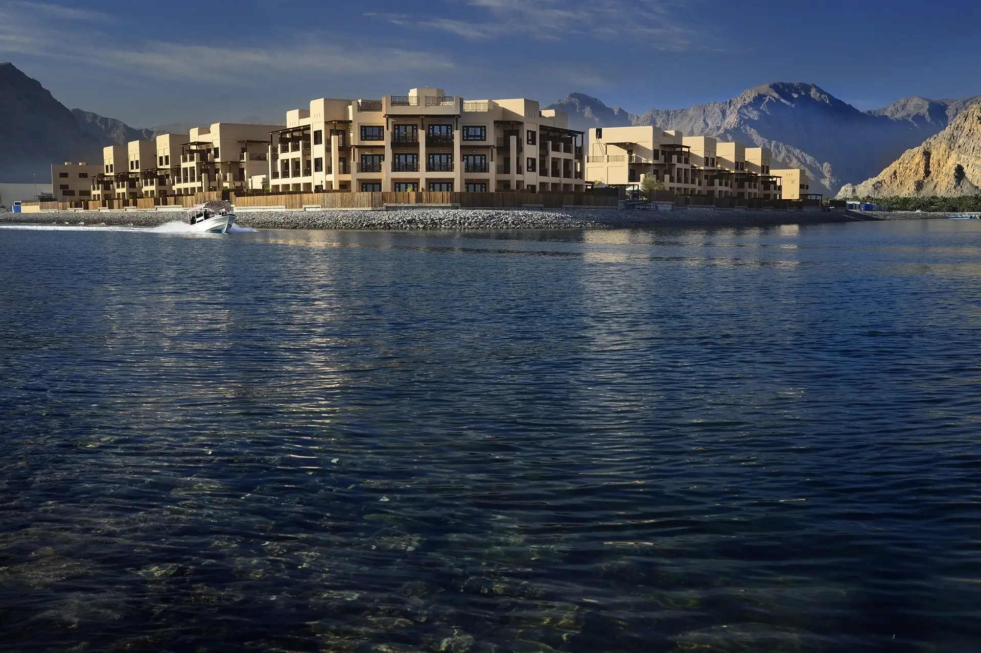Atana Resort at sunrise in the Musandam Peninsula, Oman