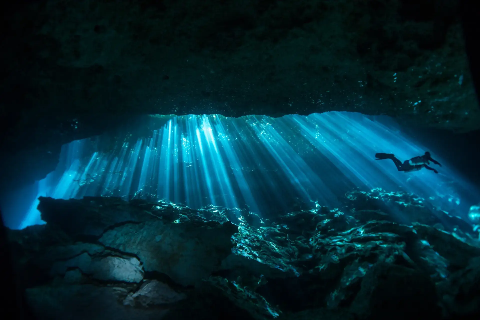 Diver in the Cenotes, Mexico