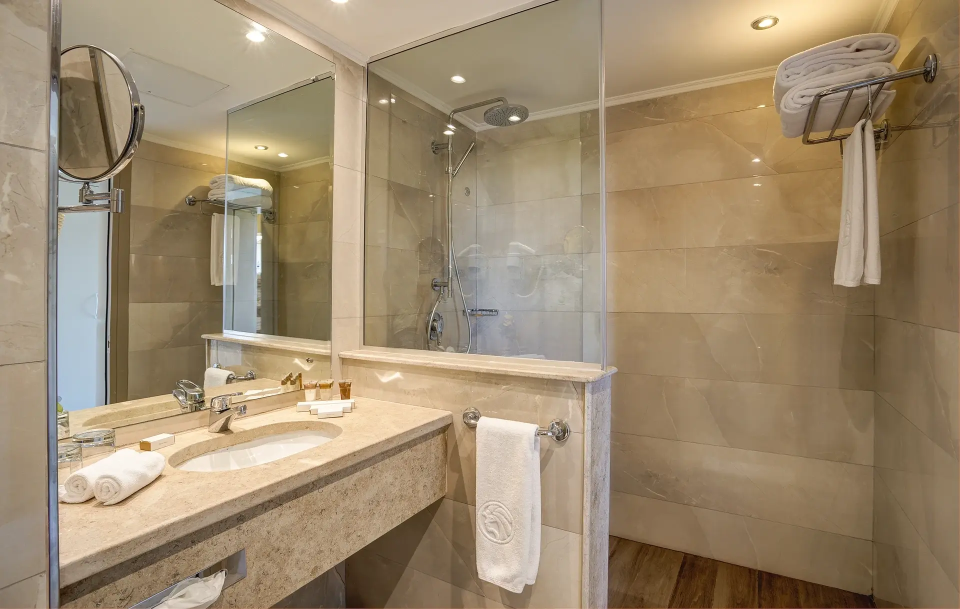Premium Deluxe Room bathroom at Cleopatra Resort Makadi Bay, Egypt.