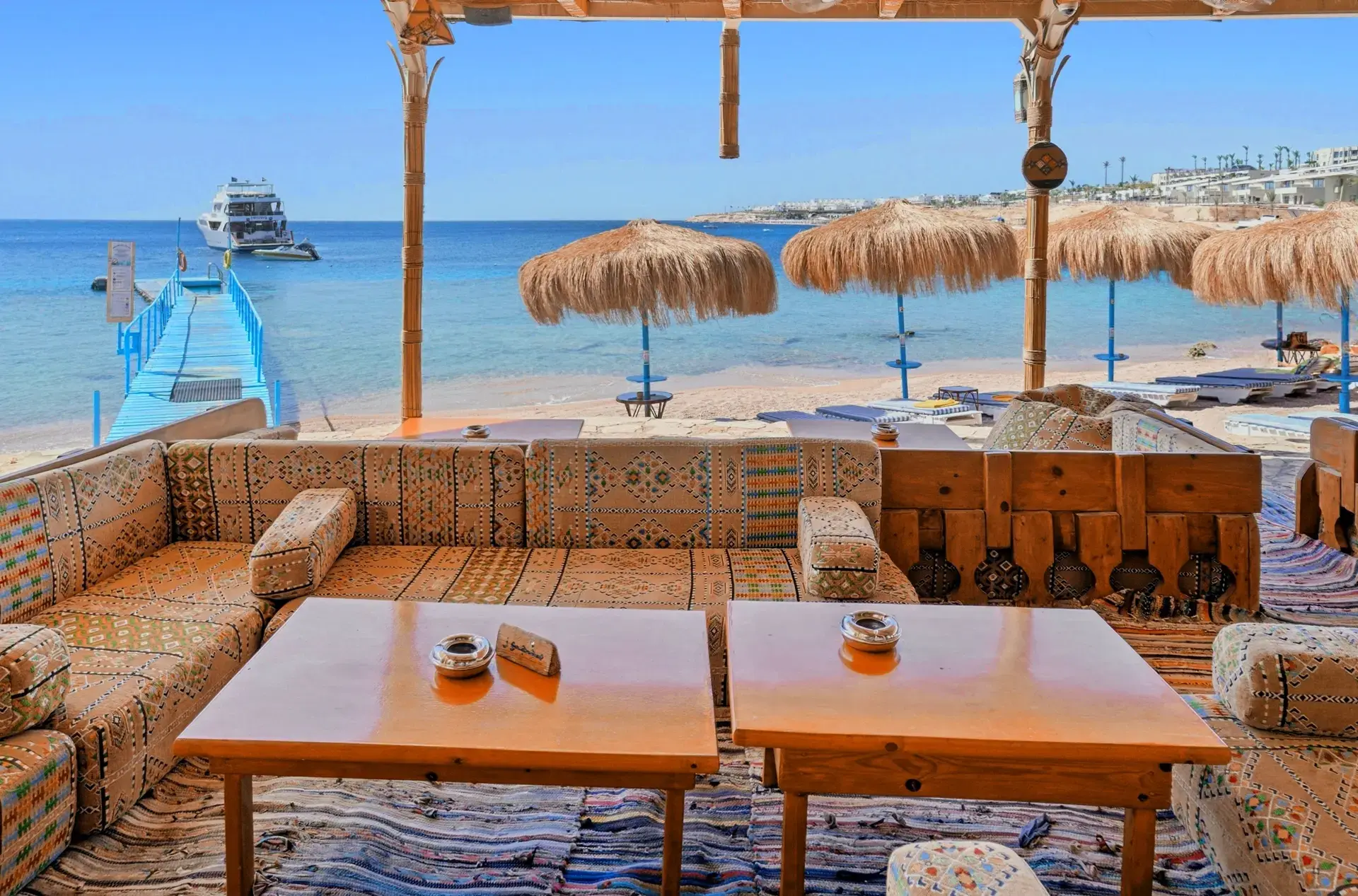 Bedouin lounge at Sharks Bay Umbi Village in Sharm el Sheikh, Egypt