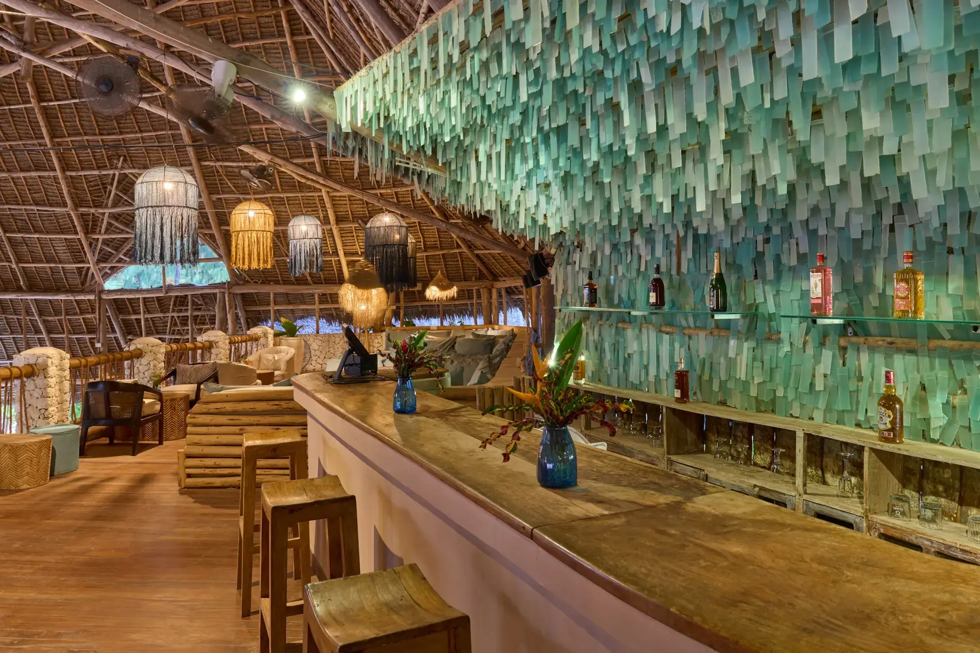 The restaurant bar at Kendwa Rocks Beach Hotel, Zanzibar