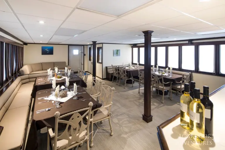 Dining area on Okeanos Aggressor II, Costa Rica