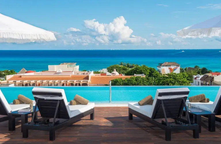 Rooftop sun lounger at The Fives Downtown Hotel & Residences in Mexico