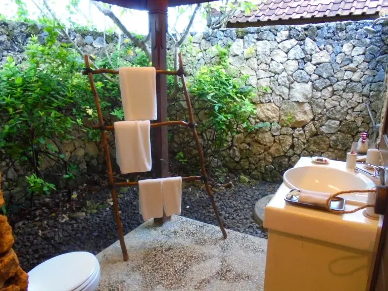 Garden room bathroom at Naya Gawana Resort & Spa in Bali, Indonesia