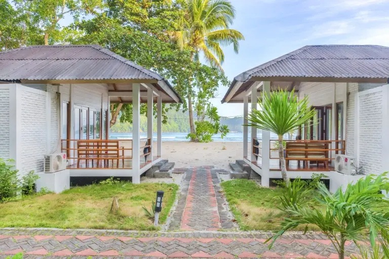 Oceanfront cottage at White Sands Beach Resort in Lembeh, Indonesia