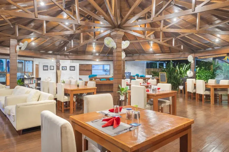 Restaurant at White Sands Beach Resort in Lembeh, Indonesia