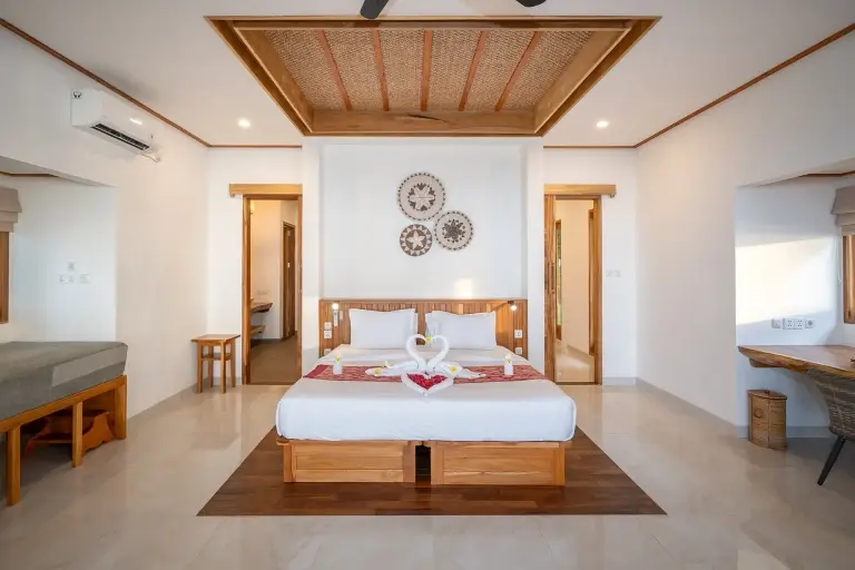 Oceanfront villa bedroom at Murex Manado in Indonesia