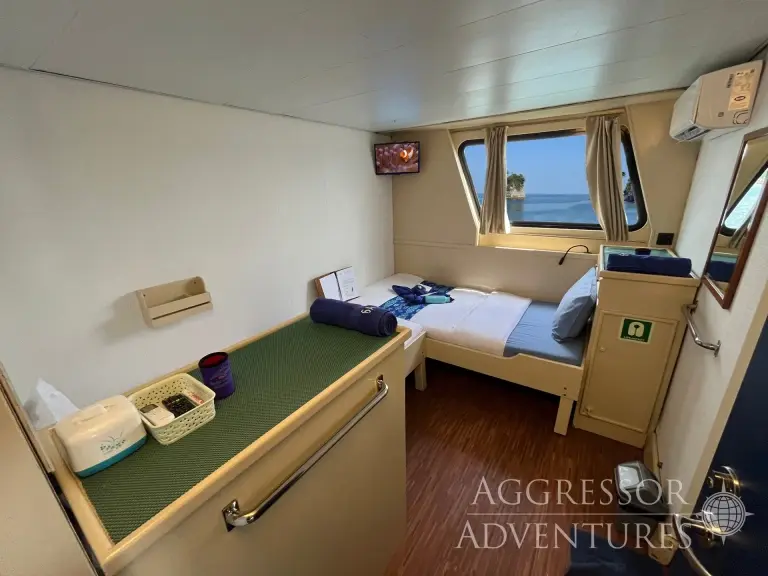 A deluxe twin cabin on Raja Ampat Aggressor.