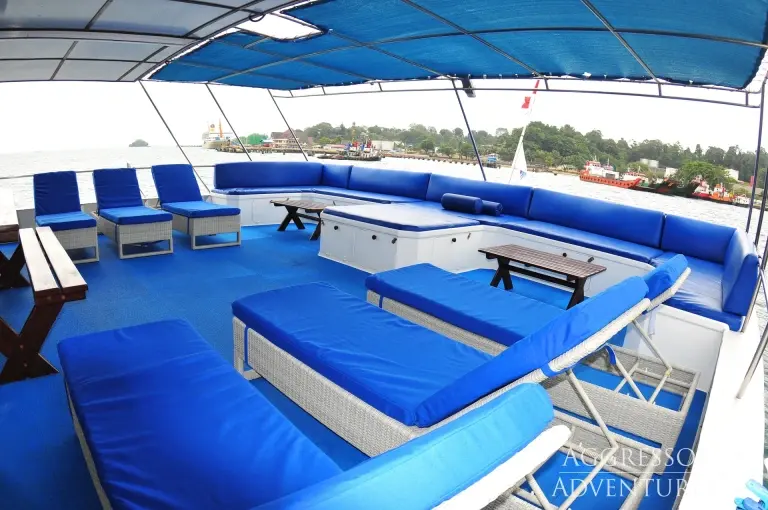 The open air lounge on Raja Ampat Aggressor.
