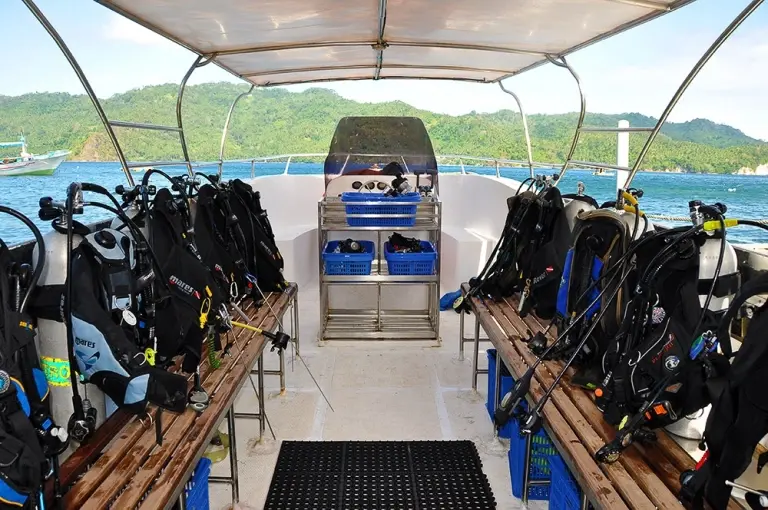 Dive boat at Solitude Lembeh Resort in Indonesia
