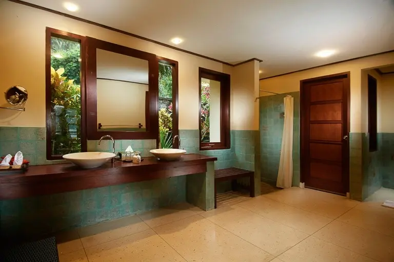 Seafront villa bathroom at Solitude Lembeh Resort in Indonesia