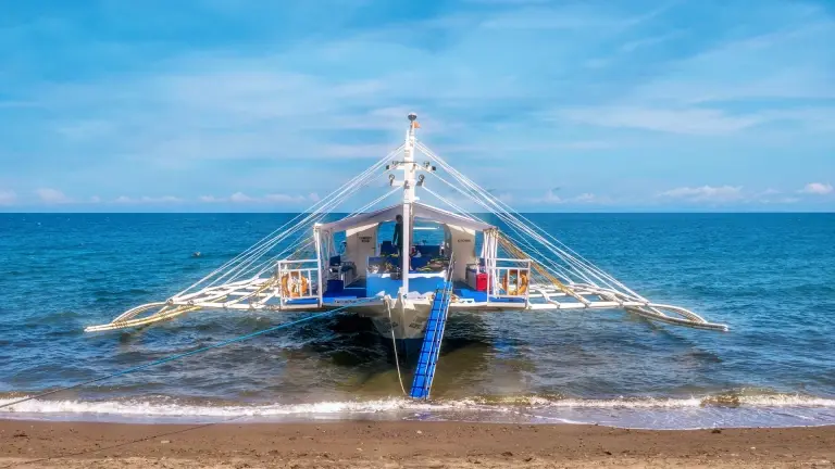 Bangka boat at Atlantis Dive Resort in Dumaguete, the Philippines