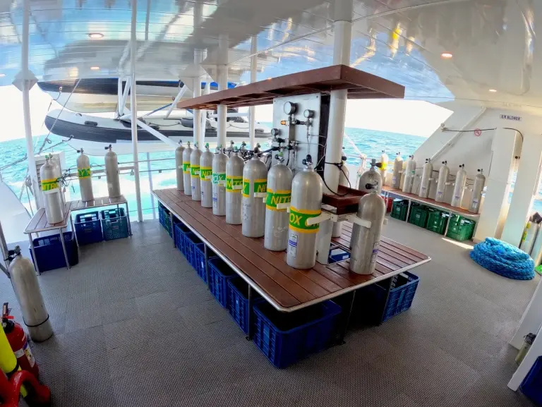 Dive deck on board Atlantis Infiniti liveaboard in the Philippines