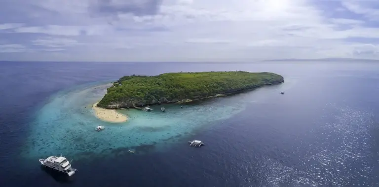 Aerial of Atlantis Infiniti liveaboard in the Philippines