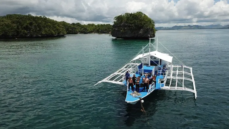 Dive boat at Magic Oceans Resort in Bohol, the Philippines