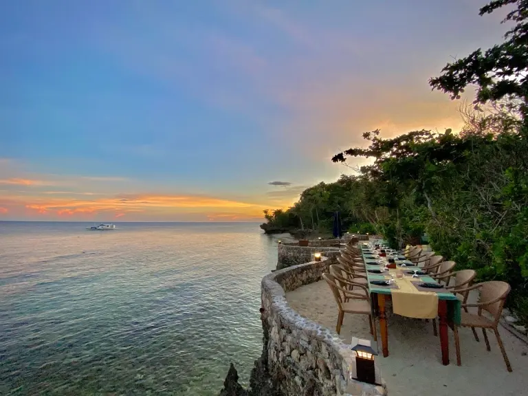 Outdoor dining at Magic Oceans Resort in Bohol, the Philippines