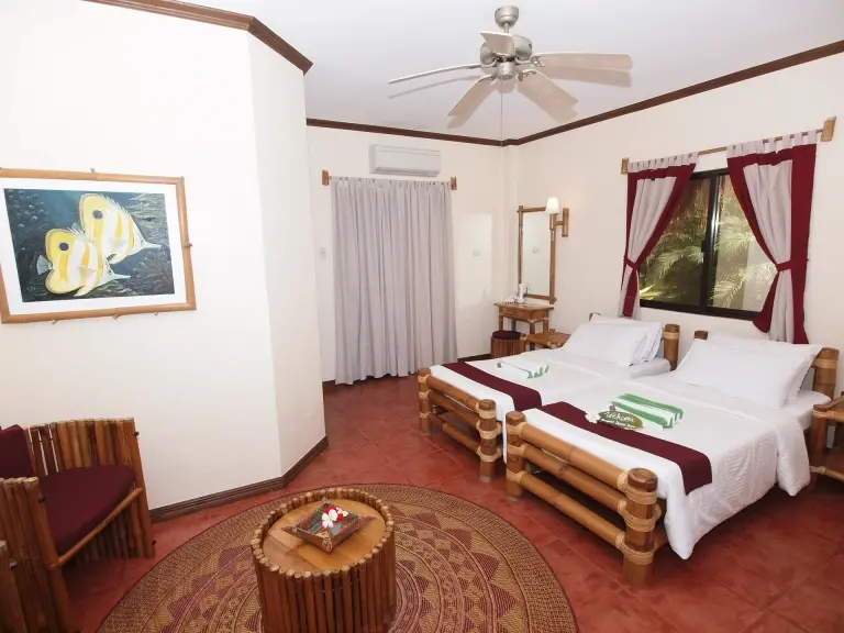 Deluxe twin room at Pura Vida Resort in Dauin, the Philippines