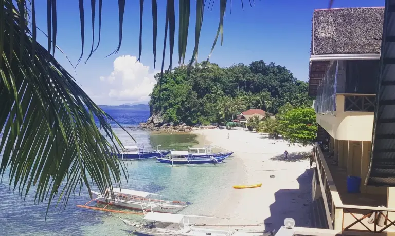 Terrace view at Scandi Divers Resort in Puerto Galera, the Philippines