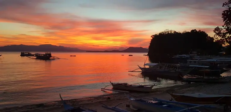 Sunrise over Scandi Divers Resort in Puerto Galera, the Philippines