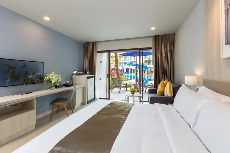 Deluxe double room with pool access, located on the beach wing at X10 Resort in Khao Lak, Thailand
