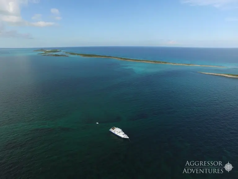 Aerial view of the Bahamas Aggressor, Bahamas, Caribbean.