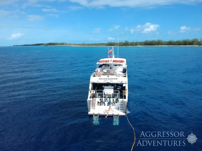 Rearview of the Bahamas Aggressor, Bahamas, Caribbean.