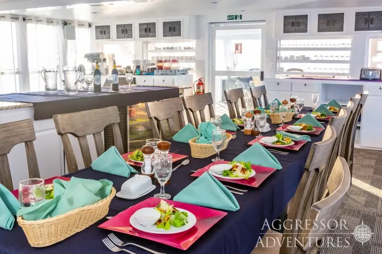 Dining area on Bahamas Aggressor II, Bahamas