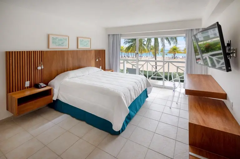 Double bedroom at Viva Fortuna Beach resort in Grand Bahama, the Bahamas
