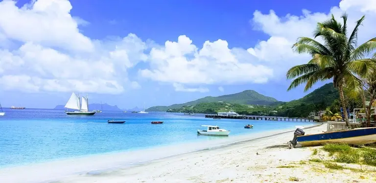 Hillsborough Bay at Green Roof Inn in the Caribbean island of Carriacou