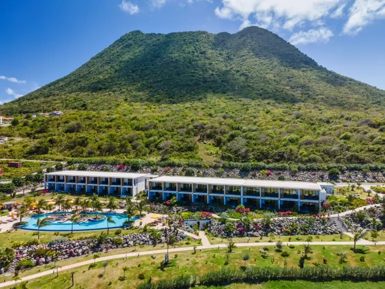 Aerial of Golden Rock Dive & Nature Resort in St Eustatius, the Caribbean