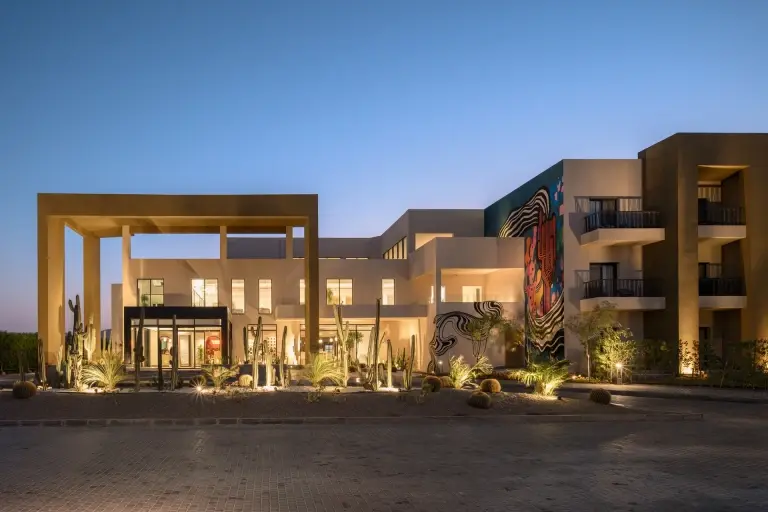 The Kaktus Hotel Soma Bay at dusk, Egypt.