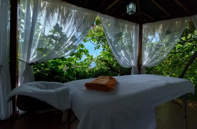 Massage table in the spa at Hotel Caloura in Aqua de Pau, Azores