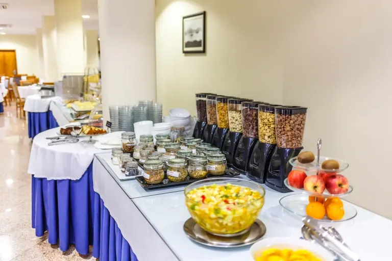 Breakfast buffet at Hotel Caravelas in Madalena, Pico, the Azores