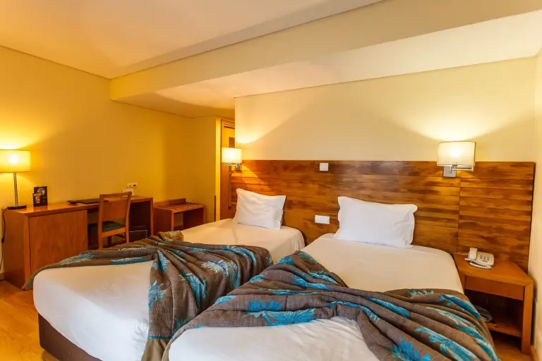 Twin bedroom at Hotel Caravelas in Madalena, Pico, the Azores