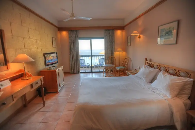 Sea view bedroom at St Patrick's hotel in Gozo